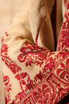 Linen and burgundy silk embroidered Abaya